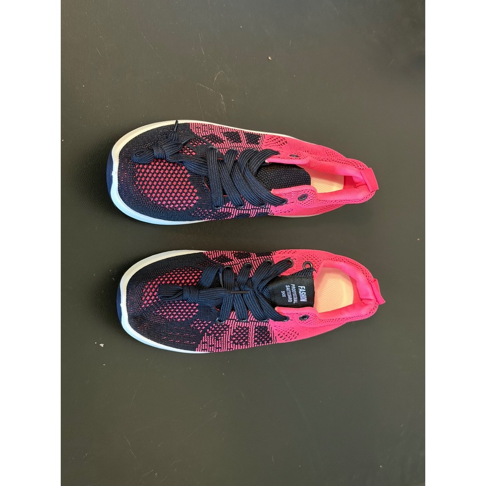 Fashion Professional Skateboard Shoes Pink Navy Knit Lace Up Sneakers Women 38